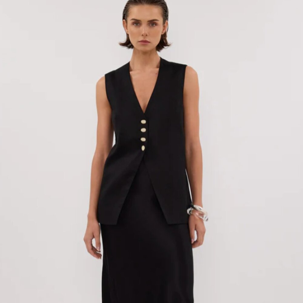 NWT DISSH - KNOX BLACK LINEN VEST